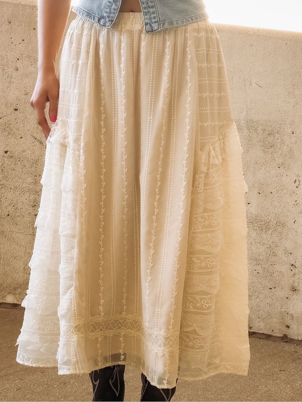Forte Cream Lace Maxi Skirt
